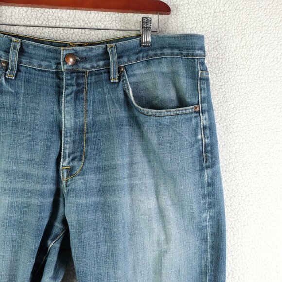 Agave Denim Jeans Mens 36X32 Blue Stone Wash Whiskers Lightweight Straight Leg - Picture 2 of 11